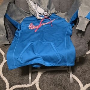 Nike Bright Blue Pullover Hoodie with Pink Accent Size Small Worm Once